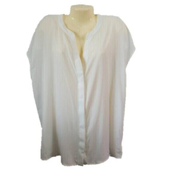 NEW Eloquii sz 22 White Blouse Button up notch hidden placket cap sleeves NWT - Picture 13 of 13